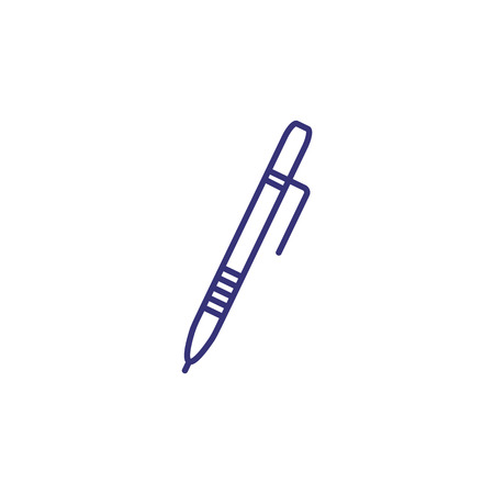 Fountain pen line icon. Calligraphy, clipboard, feather. Drawing concept. Can be used for topics like stationery, office supply, writing toolsのイラスト素材