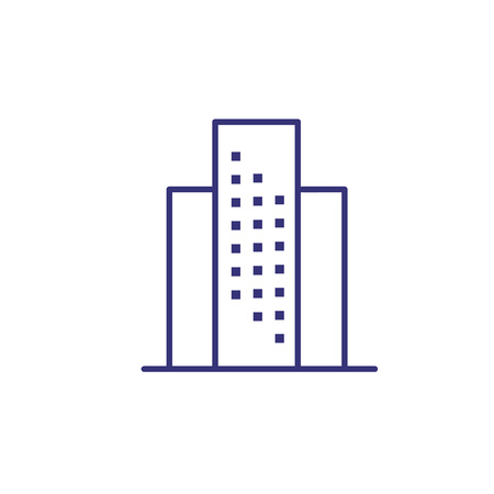 Office building line icon. Skyscraper, apartment, city, downtown. Real estate concept. Can be used for topics like business, architecture, directional signs, cityscapeのイラスト素材