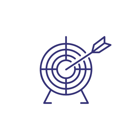 Purpose line icon. Darts, arrow, target board. Business success concept. Can be used for topics like goal, achievement, accuracy, aimingのイラスト素材