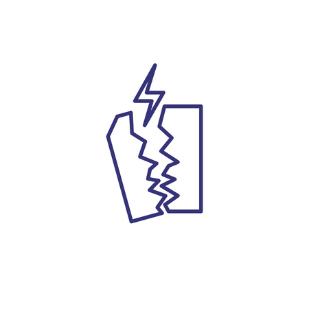 Risk line icon. Lightning and torn paper. Business concept. Can be used for topics like risk management, crash, lossのイラスト素材