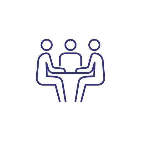 Communication line icon. People sitting at table. Business meeting concept. Can be used for topics like job interview, negotiation, conferenceのイラスト素材