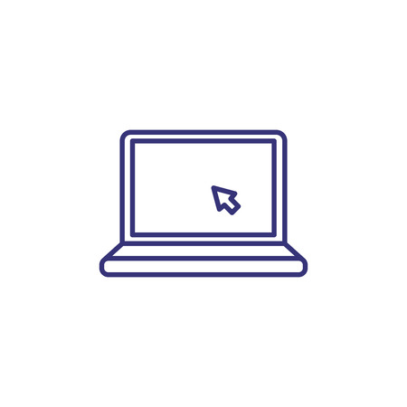 Computer line icon. Open laptop, monitor, cursor, pc. Information technology concept. Can be used for topics like workplace, internet technology, app design, hardware, softwareのイラスト素材