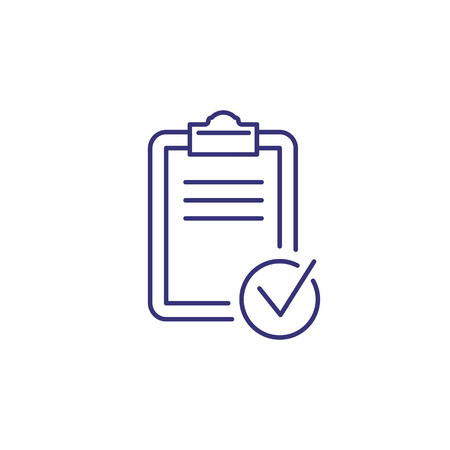 Checklist line icon. Clipboard, paper, tick. Paperwork concept. Can be used for topics like work with documents, reporting, testのイラスト素材
