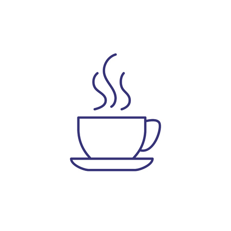 Coffee line icon. Cup, hot drink, steam, saucer. Coffee break concept. Can be used for topics like menu, cafe, business morning, breakfastのイラスト素材