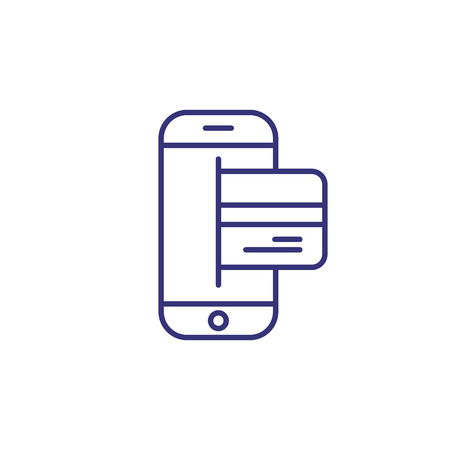 Mobile payment line icon. Smartphone, credit card, transfer. Ecommerce concept. Can be used for topics like online purchase, banking, transactionのイラスト素材