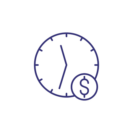 Time is money line icon. Clock and dollar coin. Time management concept. Can be used for topics like business, banking, schedule, deadlineのイラスト素材