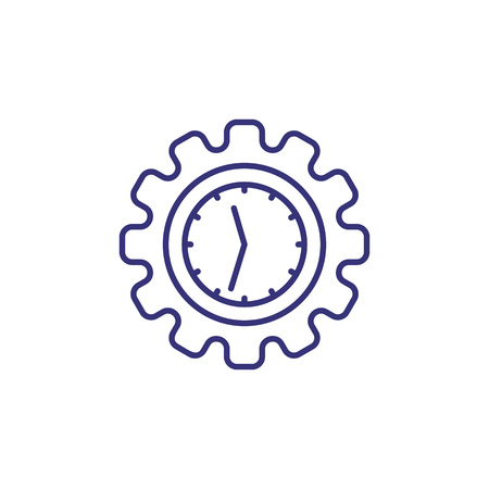 Time management line icon. Clock in cogwheel. Daily routine concept. Can be used for topics like business, schedule, deadline, controlのイラスト素材