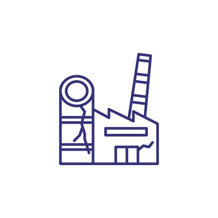 Devastation line icon. Closed factory, bankruptcy, recession. Crisis concept.のイラスト素材