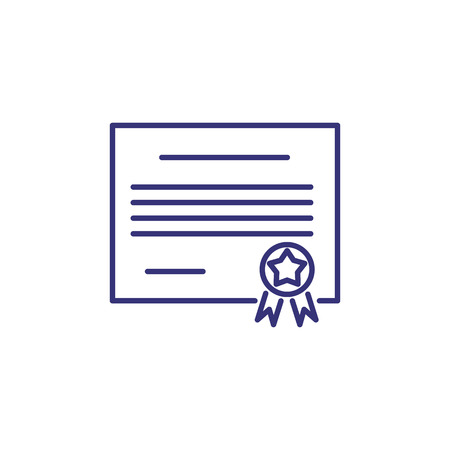Certificate line icon. Paper, seal, gift, diploma. Certification concept.のイラスト素材