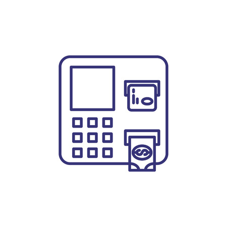 Cash machine line icon. ATM, cash withdrawal, payment. Bank concept.のイラスト素材