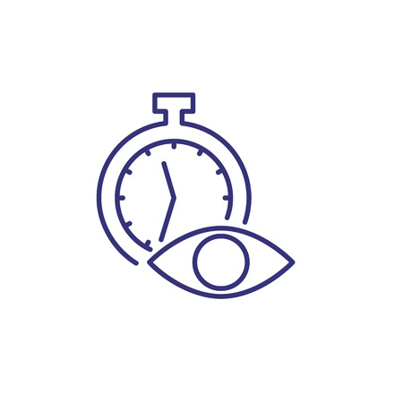 Time tracking line icon. Clock, stop watch, eye. Management concept.のイラスト素材