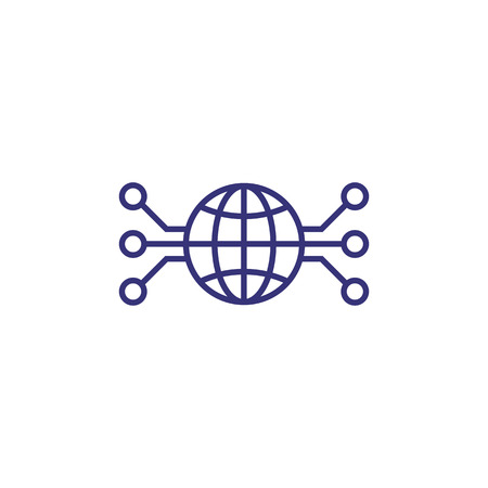 Network line icon. Globe, planet, point, dot. Communication concept.のイラスト素材