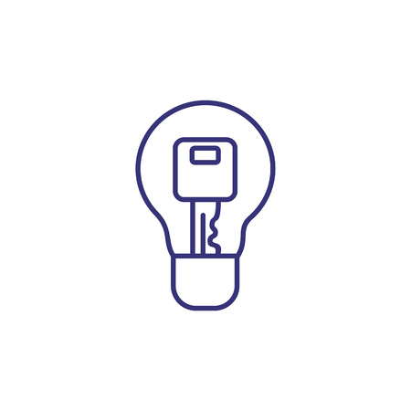 Main idea line icon. Key inside lightbulb. Creativity concept.のイラスト素材