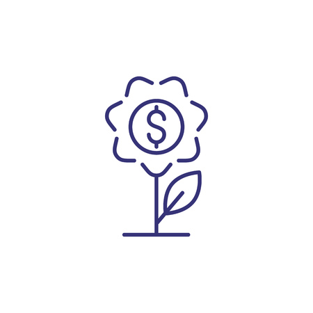 Investment line icon. Flower with dollar sign in middle. Finance conceptの写真素材