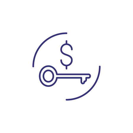 Key revenue line icon. Dollar sign and key. Finance concept.のイラスト素材