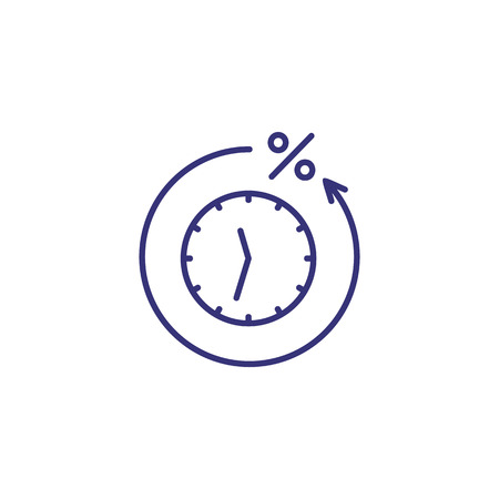 Sale time line icon. Percentage circling around clock Marketing concept.のイラスト素材