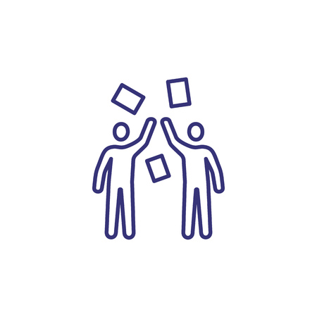 Shareholders line icon. Men throwing papers. Stock concept.のイラスト素材