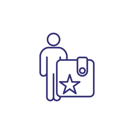 VIP client line icon. Male character and wallet with star. Service concept.のイラスト素材