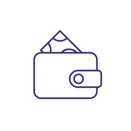 Wallet line icon. Cash, dollar, banknote. Finance concept.のイラスト素材