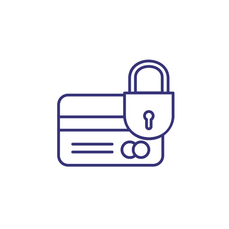 Credit card security line icon. Padlock and plastic card. Financial protection concept.のイラスト素材