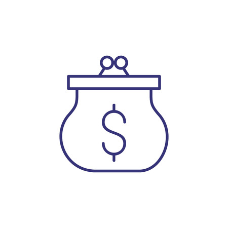 Dollar purse line icon. Money, dollar sign, female wallet. Finance concept.のイラスト素材