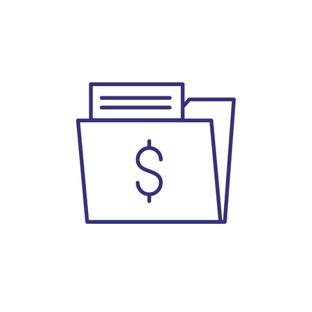 Profitable contract line icon. Paper in folder with dollar sign. Business concept.のイラスト素材