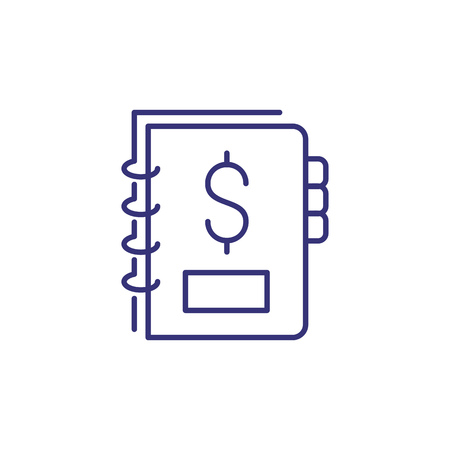 Financial log line icon. Notebook with dollar sign. Accounting concept.のイラスト素材