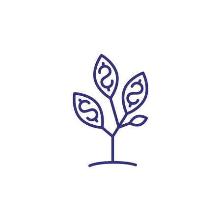 Dollar tree line icon. Money, leaves, growth. Finance concept.のイラスト素材