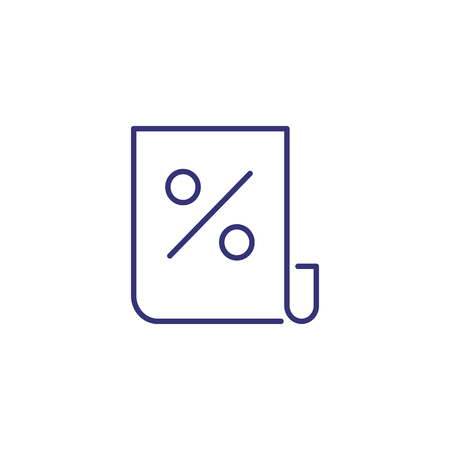 Paper with percentage line icon. Financial document, loan agreement, interest.のイラスト素材