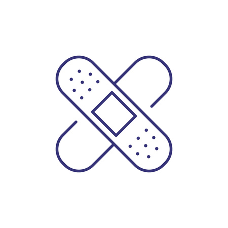 Adhesive plaster line icon. Injury, traumatology, first aid. Medicine concept. Vector illustration can be used for topics like healthcare, pharmacy, medical careのイラスト素材