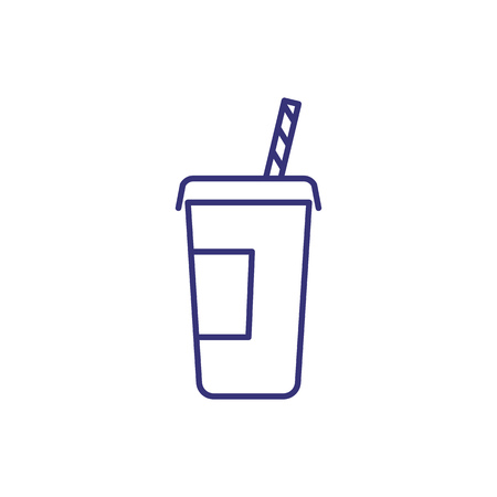 Cola line icon. Takeaway cold drink with straw. Beverage concept. Can be used for topics like cinema, movie watching, fast food restaurantのイラスト素材