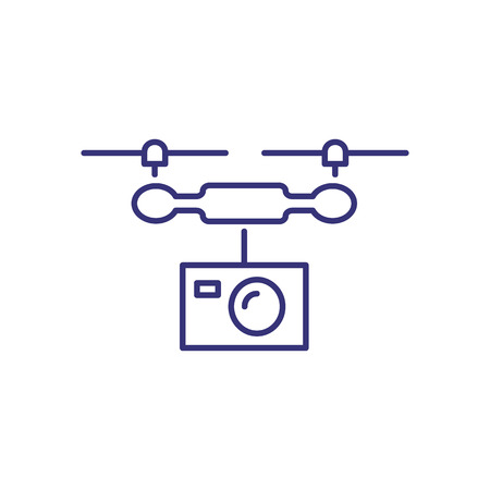 Drone line icon. Camera, flight, helicopter. Filming concept. Can be used for topics like recording, movie production, shootingのイラスト素材