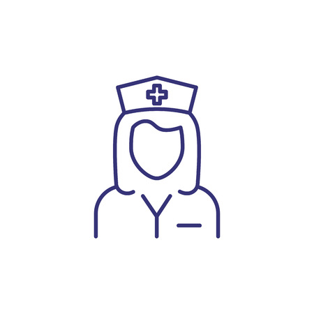 Nurse uniform line icon. Female doctor, gynecologist, assisted living. Medicine concept. Vector illustration can be used for topics like healthcare, hospital, medical careのイラスト素材