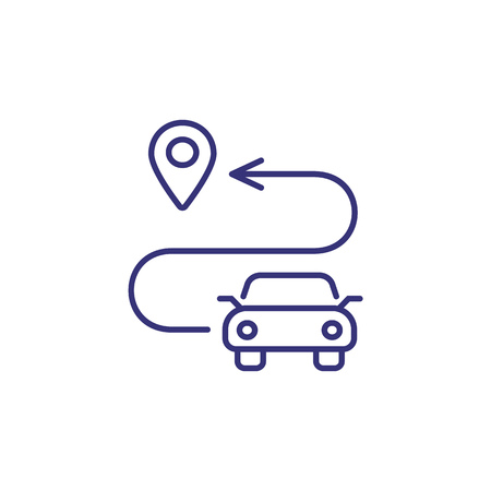 Auto route line icon. Trip, destination, road map. Navigation concept. Vector illustration can be used for topics like transportation, travel, cartographyのイラスト素材