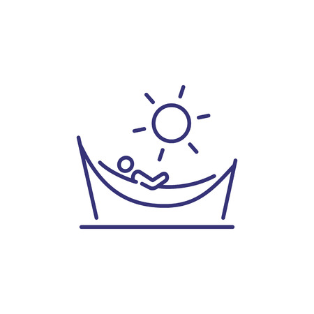 Person in hammock line icon. Beach, sun, resort. Sunbathing or vacation concept. Vector illustration can be used for topics like summer, tourism, retreatのイラスト素材