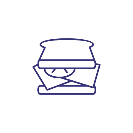 Sandwich with cheese and tomato line icon. Snack, breakfast, cheeseburger. Restaurant concept. Vector illustration can be used for topics like food, menu, healthy eatingのイラスト素材