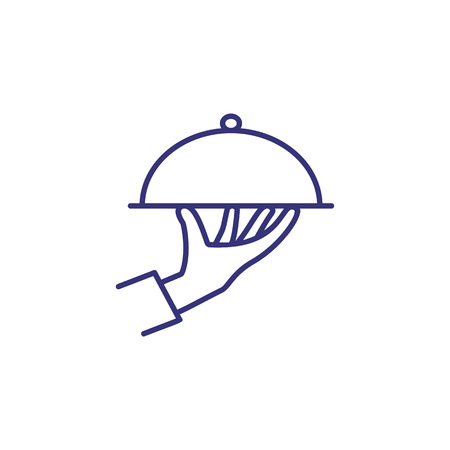 Waiter hand holding dish line icon. Waiter, menu, dinner. Restaurant concept. Vector illustration can be used for topics like food, catering, serviceのイラスト素材