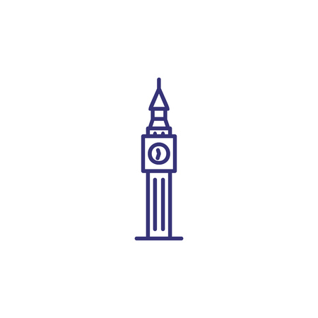 Big Ben tower line icon. Clock, tower, gothic. Travel concept. Vector illustration can be used for topics like history, sightseeing, united kingdomのイラスト素材
