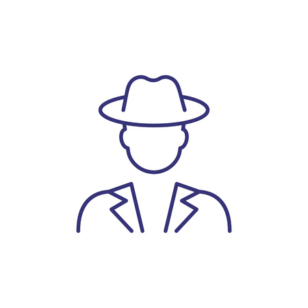 Detective line icon. Man wearing hat. Occupation concept. Can be used for topics like police staff, investigation, agencyのイラスト素材