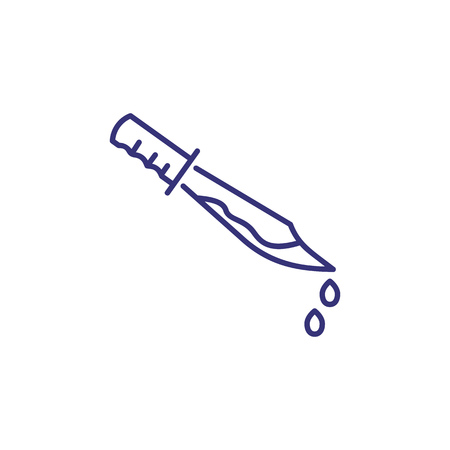 Knife with blood line icon. Instrument of crime, murderer, injury. Justice concept. Vector illustration can be used for topics like crime, danger, terrorismのイラスト素材