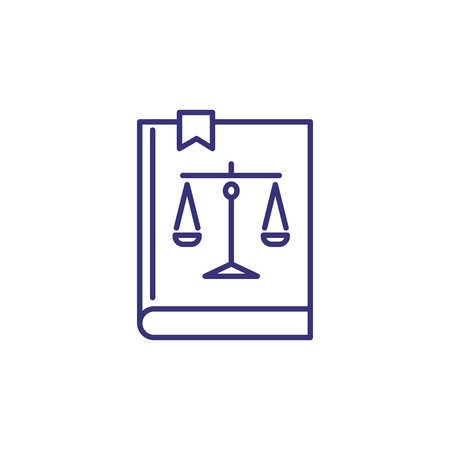 Law book concept line icon. Constitution, court, criminal code. Justice concept. Vector illustration can be used for topics like legal system, crime, legislationのイラスト素材