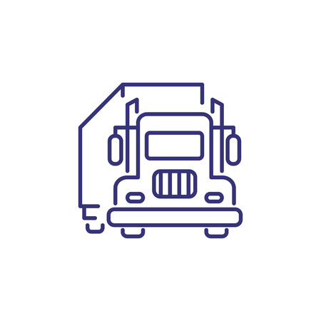 Truck line icon. Van, trailer, vehicle. Logistics concept. Can be used for topics like delivery, business, trade, commerce, shippingのイラスト素材