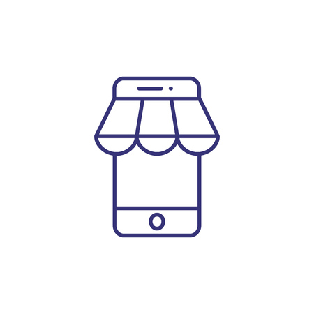 Mobile shop line icon. Online shopping, mobile app, internet shop. Shopping concept. Vector illustration can be used for topics like consumerism, technology, e-commerceのイラスト素材