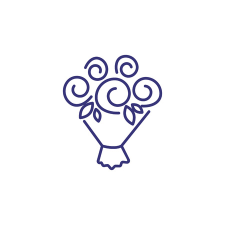 Flower bouquet line icon. Bunch, rose, leaf. Romance concept. Vector illustration can be used for topics like birthday, present, flower shopのイラスト素材