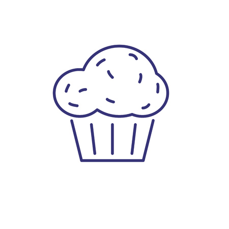 Cupcake line icon. Muffin, baked, cream. Candy bar concept. Vector illustration can be used for topics like sugar, pastry, partyのイラスト素材