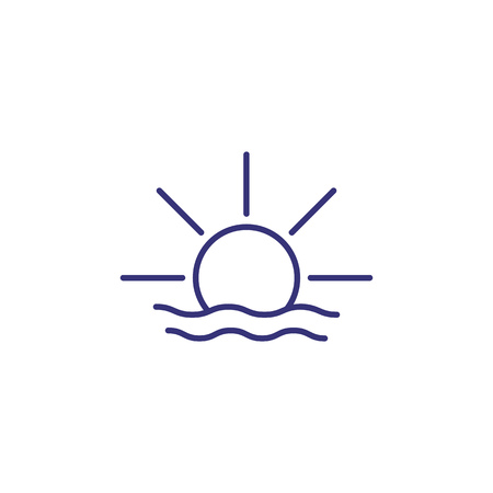 Sunset line icon. Weather, nature, environment. Weather concept. Vector illustration can be used for topics like environment, ecology, weather forecast.のイラスト素材