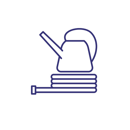 Watering can and tube line icon. Pot, household, irrigation. Agriculture concept. Vector illustration can be used for topics like equipment, horticulture, gardeningのイラスト素材