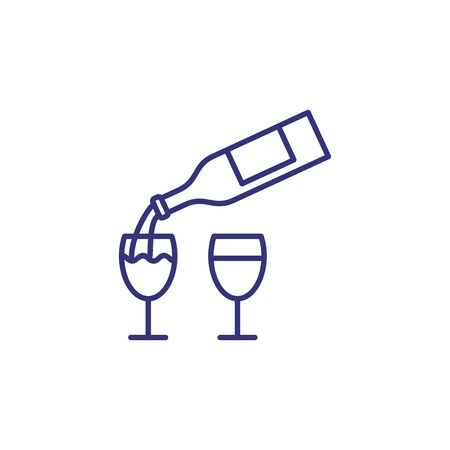 Pouring wine line icon. Drink, alcohol, beverage. Party concept. Vector illustration can be used for topics like celebrating, holiday, anniversaryの写真素材