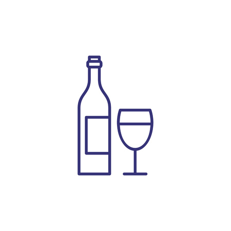 Wine line icon. Glass, bottle, winemaking. Celebration concept. Vector illustration can be used for topics like holiday, anniversary, menuの写真素材
