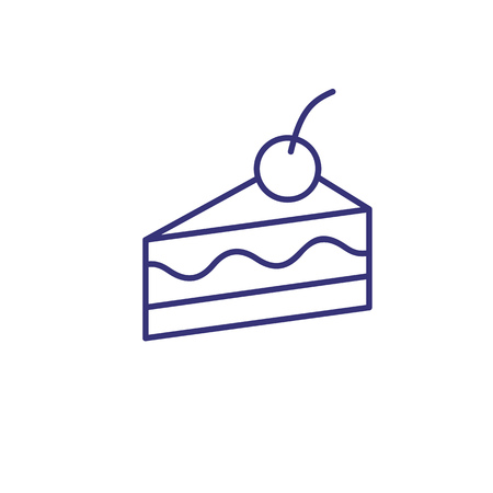 Slice of cake line icon. Cherry, cheesecake, portion. Sweet food concept. Vector illustration can be used for topics like coffee shop, cafe, dessertの写真素材